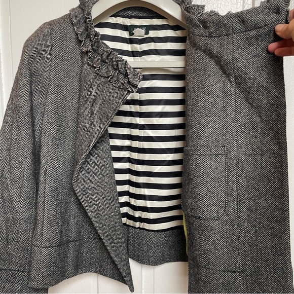 J. Crew Wool Tweed Ruffle Neck Blazer - Picture 3 of 10